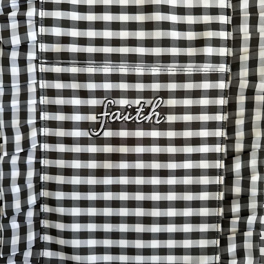 Gingham 'faith' Embroidered Tote Bag